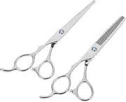 LOLIPPYY 2Pcs Left Handed Hair Scissors Ergonomic Cutting Thinning Shears for Barbers and Home Use Durable Silver Hair Cutting Tools