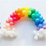 Rainbow Party Balloon Arch Kit - 100pcs Latex Balloons + 16ft Decorating Strip |