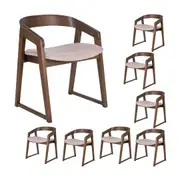 Mattia 8pc Set Dining Chair Mauve Pink Fabric Seat Walnut