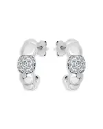 Aqua Pave Croissant Half Hoop Earrings in Sterling Silver - Exclusive
