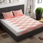 Cotton 152 TC Double Flat Sheet Bed sheet with 2 Pillow Cover King Size Peach