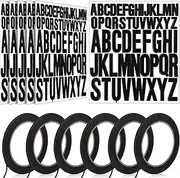 312 Pcs 2+1 Inch Whiteboard Letter with 6 Roll 1/8'' 108ft Whiteboard Thin Tape Self Adhesive Alphabet Sticker Pinstripe Tape Graphic Chart Tape Stick on Letter for School Classroom Office(Black)
