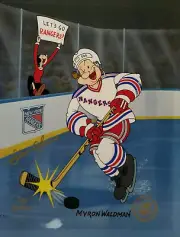 Popey "Let's Go Rangers" LE Cel Signed by Myron Waldman + Adam Graves SP 9/10