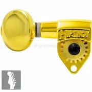 NEW Hipshot Classic 6 in line STAGGERED Tuners OVAL Buttons LEFT HANDED GOLD