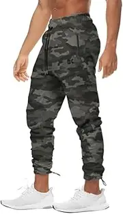 [BROKIG] Men's Ankle Cords Gym Jogger Pants Workout Athletic Casual Sport Track Pants with Zip Pockets