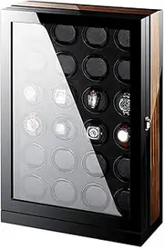 WatchWinderBoxforAutomaticWatchesLCDTouchScreenDisplayWoodShellPianoPaintExteriorBlueLEDLightQuietMotor Needed KeYJ
