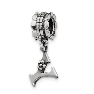 Sterling Silver Letter Y, Dangle Bead Charm