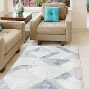 Terafeels Modern Abstract Runner Rugs for Hallway 2.6 x 4.9 ft Runner Rugs with Rubber Backing Washable Hallway Rug Runner Non Slip Runner Rug Carpet Floor Runners for Hallways, Geometric, 1246080