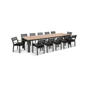 Balmoral 3.55M Outdoor Teak Top Aluminium Table With 12 Capri Chairs