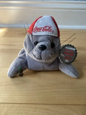 Vintage Coca-Cola SEAL Bean Bag Plush in Baseball Cap #107 1997. NWT