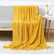 130x200cm Woven Throw Blanket with Tassel Lightweight Soft Travel Blanket Nap Throw Couch Decorative Blanket for Sofa Bed Armchair