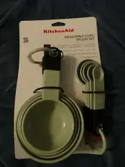 KitchenAid Pistachio Green Measuring 4 Cup Set & 5 Spoon Set-Soft Handles-New