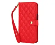 IPhone 13 Mini Wallet Case With Wrist Strap,PU Leather Lightweight IPhone 13 Mini Case-Red