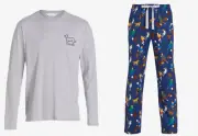 NEW PETER ALEXANDER PJ TOP + NAVY DOG PARK BAMBOO FLANNELETTE PANTS L RRP$149.90