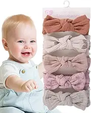LeoLeoii 5pcs Baby Hair Bows Headbands | Baby Bows Headbands - 7.1x1.4inch Hair Bands with Knot, Elastic Head Wrap Accessories for Daily Wear (A,1 Count (Pack of 1))
