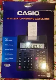 Casio Mini Desktop Printing Calculator HR-200RC Damage Box