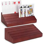 LotFancy Playing Card Holder for Kids Seniors, Pack of 2, Wooden Hands Free Cards Holder for Canasta, Poker Parties, Family Card Game Nights, 6 x 3.1 x 2.4