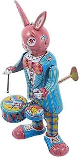Hohopeti Cute Bunny Drummer Robot Wind up Musical Toy for Kids Decorative Present for Family Parties