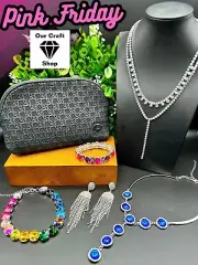 Paparazzi 2023 Pink Friday 1 Bracelet 1 Earrings 3 Necklaces = Total 5pc Set