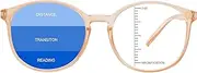 LAMBBAA Vintage Round Progressive Multifocal Presbyopic Glasses, Anti-Blue Light Glasses