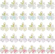 [GOMAKERER] Pack of 30 5 Colours Resin Bell Orchid Charms Floral Butterfly Pendant Stitch Marker Charms Clip On Charm with Lobster Clasp for Necklaces Earrings Jewellery Making DIY, Metal