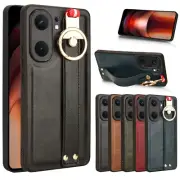 For vivo iQOO Neo9 Pro, Shockproof Wristband PU Leather Cover Case Ring Opener