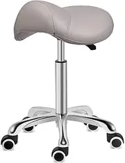 Kaleurrier Saddle Stool Rolling Swivel Height Adjustable with Wheels,Heavy Duty Anti-Fatigue Stool,Ergonomic Stool Chair for Lab,Clinic,Dentist,Salon,Massage,Office and Home Kitchen (Grey)