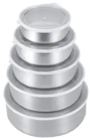 Stainless Steel Mixing Nesting Bowl Set With Lids 5 Pcs Food Storage Containers