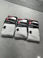 "3" Pairs Under Armour UA Soccer Socks Over the Calf Youth Size 1-4 YLG White