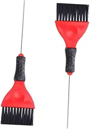Mikinona 2PCS Stainless Steel Hair Dye Applicator Brush Professional Pin Tail Brush for Precise Hair Coloring and Treatment Application for Salon and Home Use