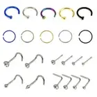 22PCS/Set Stainless Steel Hinged Segment Nose Hoop Ring Bone Studs Body Pierc FT