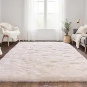 White Fluffy Rug for Bedroom 4x5.9 Feet - Ultra Soft & Anti 4x6 feet Off White