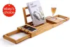 Bamboo Bathtub Tray Wooden Expandable Bath Caddy Relaxing Spa Organizer