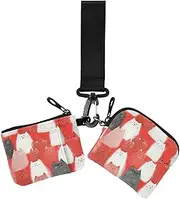 [miaozhen] Funny Himalayan Cats Red Dual Wristlet Wallets for Women Cute Fashion Coin Purse Wallet Bag with Keychain for Ladies 2 Pcs estuche para tarjetas de credito, Funny Himalayan cats Red, Modern