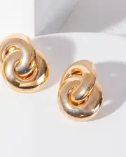 Gold Interlocking Stud Earrings
