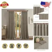 Soft Velvet Room Darkening Curtains 90" x 52" in Camel Beige - Luxurious 2-Pack