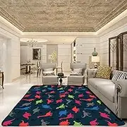 Cartoon Color Dinosaur Printing Modern Area Rug Anti Slip Carpet for Living Room Bedroom Gaming Room Hallway Printed Rug Rectangular Mats Home Decor Mat Large Floor Carpet 203 x 152 cm ( 80” x 60” )