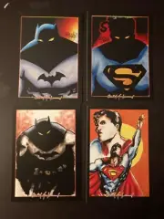 BATMAN SUPERMAN 4 Sketch Card Print Set Chris McJunkin DC COMICS SIGNED