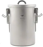 Keith Ti6300 Titanium Outdoor Camping Cooking Pot with Folding Handles