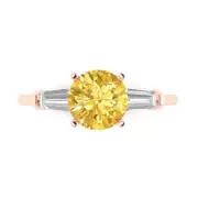 2.0Ct Round Cut Yellow Gemstone Solid Gold Engagement Promise Statement Ring