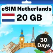 eSIM Netherlands - 20 GB - 30 Days - Travel eSIM | QR code activation