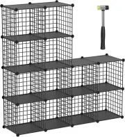 Wire Cube Storage Organizer, 12-Cube Metal Storage Shelves Bookshelf, Stackable