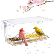 Window Bird Feeder for Outdoors, Clear Birds Feeders Window Mounted with Self...