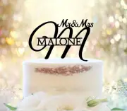 Elegant Personalize Initial Wedding Cake Topper with Mr & Mrs [TLA38b]