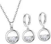 [CTIRCHIU] Fashion Semicircle Pendant Necklace Earring Set for Women Zircon Jewelry present for Parties and Everyday Wear