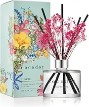 COCODOR Flower Reed Diffuser Set / 200ml / Rose Perfume/Scent Diffuser with Sticks Home Fragrance Reed Diffuser for Bathroom Shelf Décor