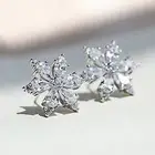 Snowflake Stud Daily Wear Earrings 14K White Gold Over 2.3 Ct Simulated Diamond