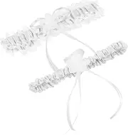 [DEARMAMY] Bride Lace Bow Leg Decor Ring Set for Wedding Perfect for Women Lady Girls White