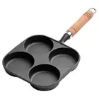 4-Hole Egg Frying Pans Wooden Handle Non Stick Egg Pancake Steak Cooking Pans HO