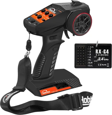Hobby Fans RC Radio System 4CH 2.4G RC Transmitter with Receiver and Lanyard ...